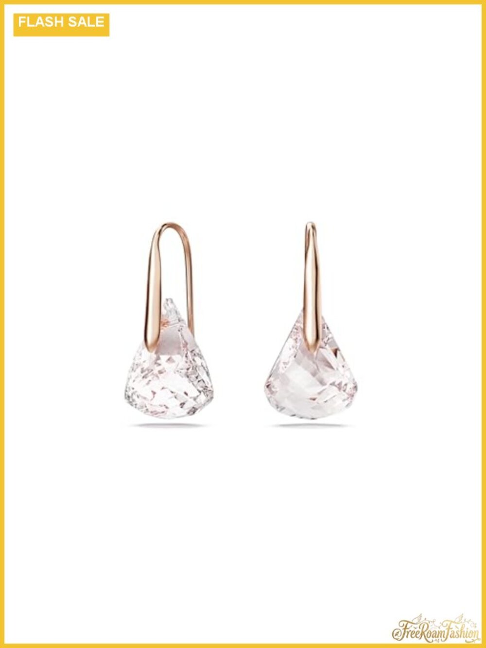 Swarovski Crystal Toupie Drop Earrings Rose Gold Tone Pierced